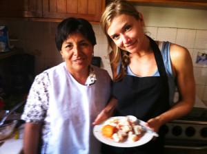 Making ceviche (raw seafood salad) with Suleman.