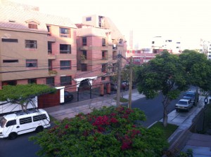 The view of the street from our third-floor terrace.