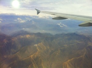 View from my window seat, while flying over the Andes.